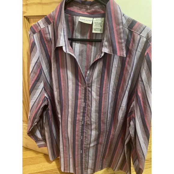 White Stag Women's Shirt Size 18W/20W 2X Multicolor Striped Long Sleeve Button - Picture 1 of 4
